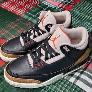 Jordan 3 Desert Elephant / Size 8.5 / Black, Rush Orange, Fossil Stone, Sail